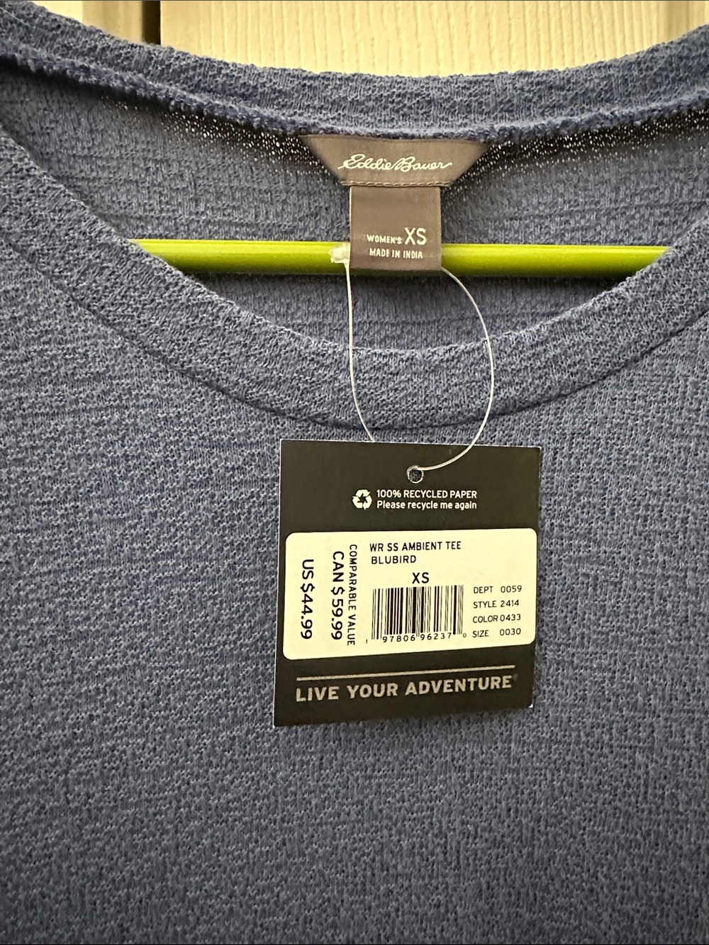 Eddie Bauer Women's Short Sleeve Tee - Blubird Blue - Picture 3 of 5